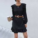 Woman's Ruffle Detail Dress with Chic Waistline