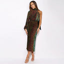 Glamorous Asymmetrical Evening Dress with Sequin Detail