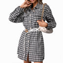 Chic Women's Checkered Shirt Dress