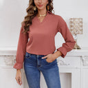 V-Neck Ruffle Detail Women's Blouse