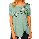 Floral Design Women's Asymmetrical Hem T-Shirt