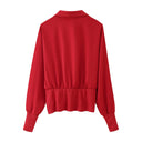 Chic Women's Blouse with Elastic Waist & Stylish Buttons