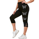 Chic Butterfly Motif Leggings with Lace Detail