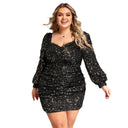 Glittering Puff Sleeve Mini Dress for Women