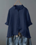 Chic Ruffle Detail Women’s Blouse with Relaxed Fit