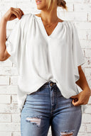 Chic Balloon Sleeve Blouse with Elastic Hem for Women