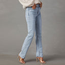 Chic Women's High-Waist Jeans with Frayed Hem