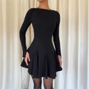 Chic Flared Skirt Dress with Long Sleeves