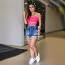 Trendy Women's Denim Mini Skirt with Button Front and Distressed Accents