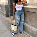 High Waist Distressed Women's Denim Jeans