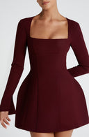 Chic Square Neck Mini Dress with Flared Sleeves