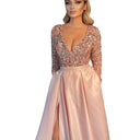 Stunning Sequined V-Neck Evening Dress for Women