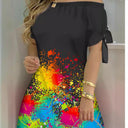 Artistic Black Watercolor Dress for Women