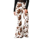 Stylish Women's Cow Print Flared Jeans