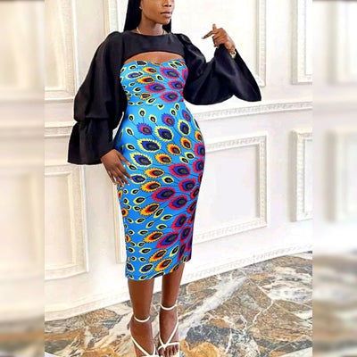 Stylish Women's Bodycon Dress with Unique Cut-Outs & Statement Sleeves