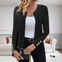 Chic Women's Blazer Jacket with Decorative Button Accents