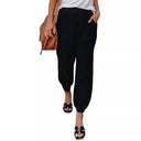 Chic Women's Linen Trousers with Adjustable Waist