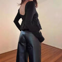 Chic Pleated Blouse with Wide Hem for Women