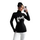 Floral High Collar Long Sleeve Bodysuit for Women
