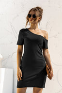 Asymmetrical Neckline Women's Dress for Effortless Style