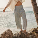 Women's Relaxed Fit Jeans with Elastic Waist and Generous Pockets