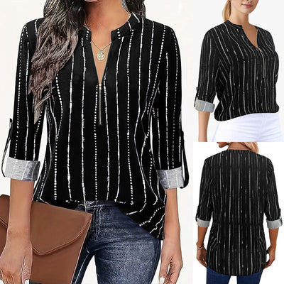 Chic Striped Shirt Dress with Trendy Zipper Detail