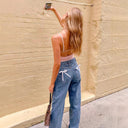 High-Waisted Bootcut Jeans with Stretch Fit and Wide Leg