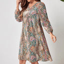 Chic Women's Deep V-Neck Dress with Long Sleeves