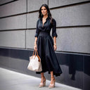 Chic Asymmetric Hem Women's Shirt Dress
