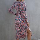 Chic Long Sleeve Ruffle Dress with Side Slit