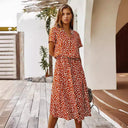 Modern Dots Short Sleeve Dress with Waist Tie