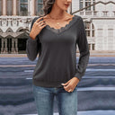 Chic Long Sleeve Blouse with Lace Trim