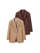 Chic Oversized Blazer with Double-Breasted Style and Ample Pockets