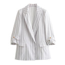Chic Blazer Jacket with Structured Sleeves and Gold Accents