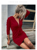 Women's Stylish Hooded Dress with Zipper and Adjustable Waist