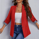 Chic Women's Blazer with Roll-Up Sleeves and Classic Design