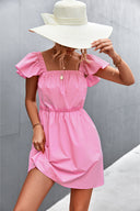 Chic Women's Dress with Statement Sleeves and Elastic Waist