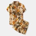 Floral Print Women's Short Sleeve Sleepwear with Elastic Waist
