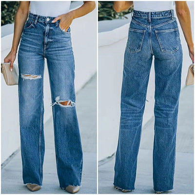 Women's Stylish Ripped Flared Jeans