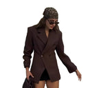 Chic Double-Breasted Blazer with High Collar