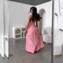 Strapless Women's Maxi Dress with Flowing Skirt