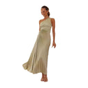 Chic Asymmetrical Women's Maxi Dress with Draped Elegance