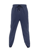 Striped Women's Pants with Elastic Waist and Side Pockets