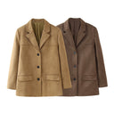 Chic Women's Faux Leather Blazer with Stylish Pockets