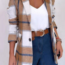 Chic Women's Checked Blazer Jacket with Stylish Accents