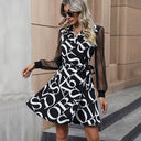 Chic Women's Dress with Sheer Sleeve Cuffs