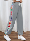 Floral Pattern Women’s Pants with Stretchy Waistband
