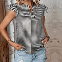 Summer Striped Blouse with Ruffle Design for Women