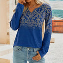 Floral Embroidered Women's Long Sleeve Blouse