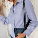 Chic Striped Women's Blouse with Button Accents